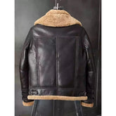 Men's Triple Belted Cuffs Brown Sharpa Leather Jacket